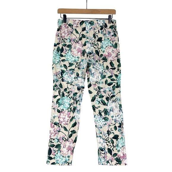 J Jill Linen Stretch Pants XS Printed Floral Slim Leg Cropped Linen Blend Cream - Picture 5 of 11